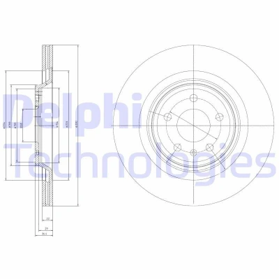 Billede af DELPHI BG4078 Bremseskiver 330 22 5 ventileret olieret ubehandlet uden hjullejer, ABS sensorring AUDI: A4 B8 Avant, A5 Sportback, Q5