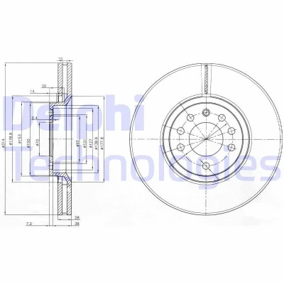 Billede af DELPHI BG3973 Bremseskiver 314 28 5 ventileret olieret ubehandlet uden hjullejer, ABS sensorring OPEL: Vectra C Caravan, CC