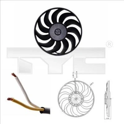 Billede af TYC 802 0051 Køleventilator 400 330 uden kølerventilatorramme (karm) AUDI: A4 B6 Avant, B7 Avant