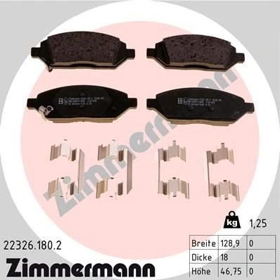 Billede af ZIMMERMANN 22326.180.2 Bremseklodser med akustisk advarsel for slid Billede svarer til leveringsomfang, glideplade OPEL: Karl