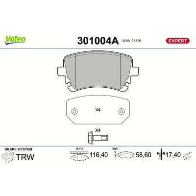 Billede af Bremseklodser VALEO 301004A