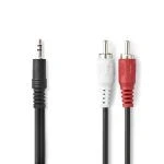 Billede af Stereo Audio kabel 3.5 mm Hanstik 2x RCA Nikkelplateret 10.0 m Runde Sort Label