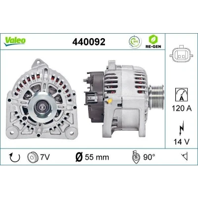 Billede af VALEO 440092 Generator 14V 120A RENAULT: TWINGO 2, CLIO III Grandtour, 3