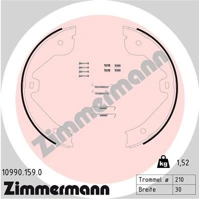 Billede af ZIMMERMANN 10990.159.0 Håndbremseklodser Billede svarer til leveringsomfang, med fjeder VOLKSWAGEN: Touareg I, MERCEDES BENZ: ML klasse, AUDI: Q7