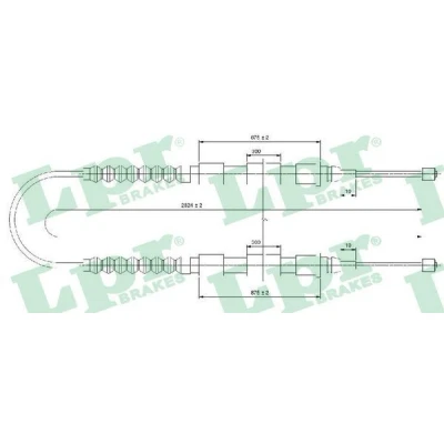 Billede af LPR C0175B Håndbremsekabel 2825/875+875 Tromlebremse FIAT: Ducato II Ladvogn/Chassis, PEUGEOT: Boxer Ladvogn/Chassis