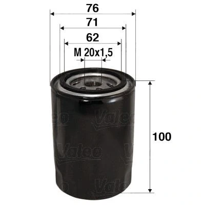 Billede af VALEO 586012 Oliefilter M20x1.5 Påskruet filter FIAT: Punto II Hatchback, Stilo I LANCIA: Dedra Sedan