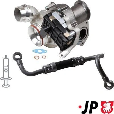 Billede af JP GROUP 1417800410 Turbolader inkl. pakningssæt, med olietilløbs slange BMW: 3 Touring, 5 Touring