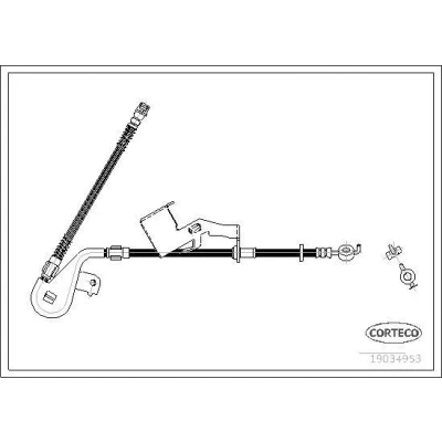 Billede af CORTECO 19034953 Bremseslange venstre foraksel 450 M10X1 PEUGEOT: 407 Sedan, SW, Coupe