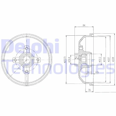 Billede af DELPHI BF111 Bremsetromler uden ABS sensorring, hjullejer 228 OPEL: Corsa B Hatchback