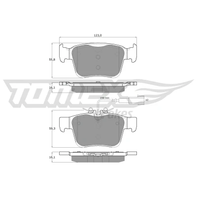 Billede af TOMEX brakes TX 18 161 Bremseklodser bagaksel med indbygget slid advarselskontakt ALFA ROMEO: Giulia Sedan, Stelvio
