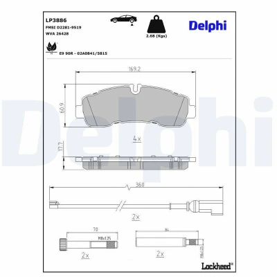 Billede af Bremseklodser DELPHI LP3886