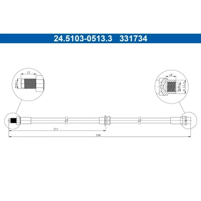 Billede af ATE 24.5147 0368.3 Bremseslange 395mm M10x1mm