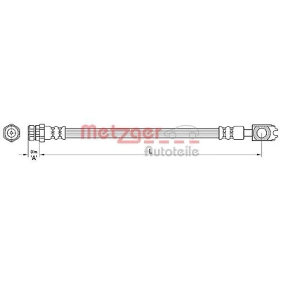 Billede af METZGER 4110441 Bremseslange 256 VOLKSWAGEN: Passat B6 Variant, Sedan, Tiguan I