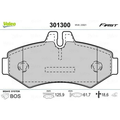 Billede af VALEO 301300 Bremseklodser FIRST bagaksel Ekskl. slidadvarselskontakt uden anti knirke plade MERCEDES BENZ: G klasse SUV, Sprinter 3 T Ladvogn/Chassis