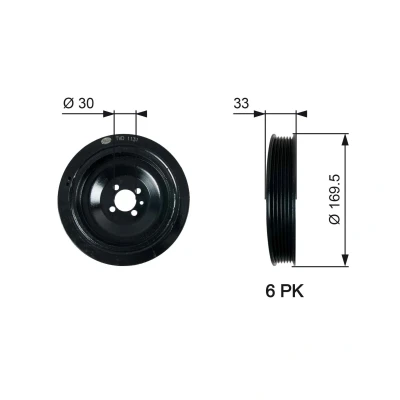 Billede af GATES TVD1131 Remskive Krumtapaksel 169,5 uden tilbehør FleetRunner Micro V Stretch Fit OPEL: Vectra C Caravan, Zafira B
