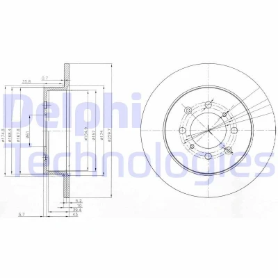 Billede af DELPHI BG3793 Bremseskiver 260 10 4 fuldstændigt olieret ubehandlet uden hjullejer, ABS sensorring HONDA: CIVIC 6 Hatchback, 7 Hatchback