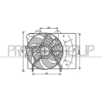 Billede af PRASCO CI304F003 Køleventilator 380mm 320W med kølerventilatorramme (karm) PEUGEOT: 208 I Hatchback, 1007 207 SW, CITROËN: C3 Hatchback