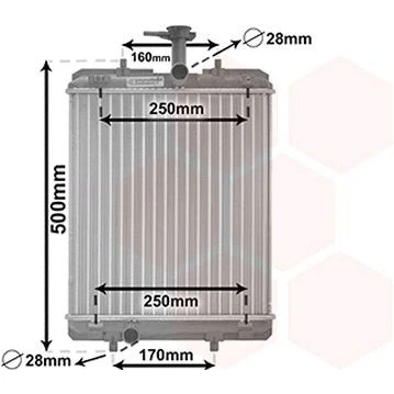 Billede af VAN WEZEL 53002360 Radiator Aluminium 374 330 17 Loddet køleripper CITROËN: C1 I, II, TOYOTA: Aygo, PEUGEOT: 107 Hatchback