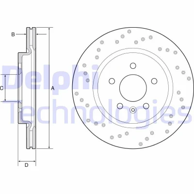 Billede af DELPHI BG4923C Bremseskiver 315 23 5 ventileret coatet ubehandlet uden hjullejer, ABS sensorring OPEL: Astra J GTC