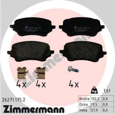 Billede af ZIMMERMANN 26271.175.2 Bremseklodser med skruer Billede svarer til leveringsomfang, glideplade