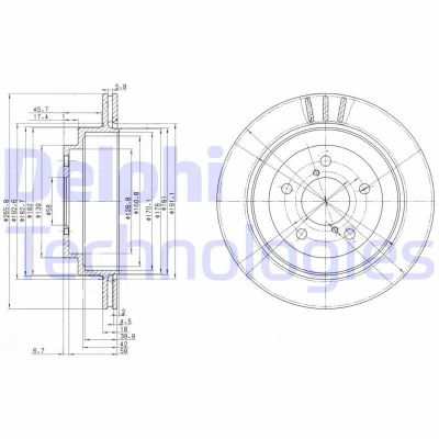 Billede af DELPHI BG3154 Bremseskiver 266 18 5 ventileret olieret ubehandlet uden hjullejer, ABS sensorring SUBARU: Legacy 4, Impreza I Sedan
