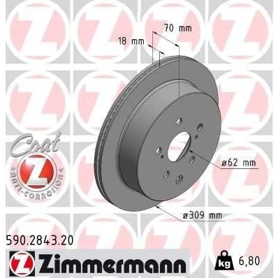 Billede af ZIMMERMANN 590.2843.20 Bremseskiver 309 18 8/5 5 114 indvendigt ventileret coatet