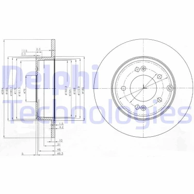 Billede af DELPHI BG4012 Bremseskiver 284 10 5 fuldstændigt olieret ubehandlet uden hjullejer, ABS sensorring HYUNDAI: i30 II Stationcar, Hatchback