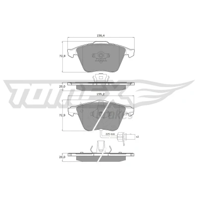 Billede af TOMEX brakes TX 14 23 Bremseklodser foraksel Inkl. slidadvarselskontakt AUDI: A6 C6 Avant, A4 B7 B6 Avant