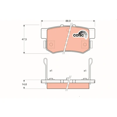 Billede af TRW COTEC GDB774 Bremseklodser med akustisk advarsel for slid HONDA: Civic 7 Hatchback, 6 Limousine