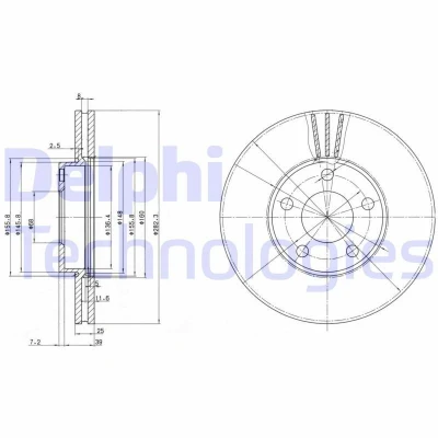 Billede af DELPHI BG3199 Bremseskiver 282 25 5 ventileret olieret ubehandlet uden hjullejer, ABS sensorring VOLKSWAGEN: Passat B5 Sedan, Variant