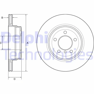 Billede af DELPHI BG4937C Bremseskiver 324 20 5 ventileret coatet højkarboniseret uden hjullejer, ABS sensorring BMW: 7