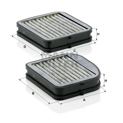 Billede af MANN FILTER CUK 22 000 2 Kabinefilter Aktivkulfilter 199, 213 217 46 MERCEDES BENZ: S klasse Coupe, Sedan, E Sedan