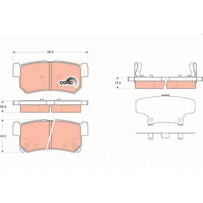 Billede af TRW COTEC GDB3366 Bremseklodser med akustisk advarsel for slid SSANGYONG: Rexton / 2, Kyron, W