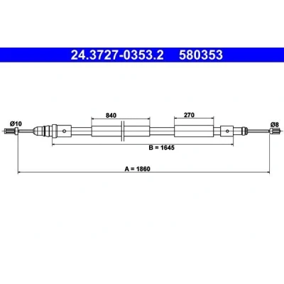 Billede af ATE 24.3727 0353.2 Håndbremsekabel 1860