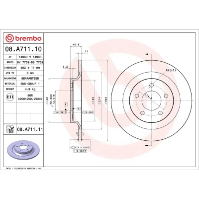 Billede af Bremseskive BREMBO 08.A711.11