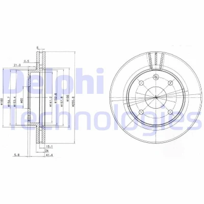 Billede af DELPHI BG4003 Bremseskiver 256 24 4 ventileret olieret ubehandlet uden hjullejer, ABS sensorring CHEVROLET: Lacetti Hatchback, Nubira Stationcar