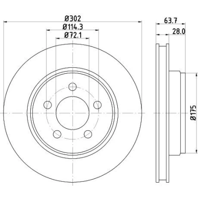 Billede af HELLA PRO 8DD 355 119 241 Bremseskiver 302 28 05/05 114,3 indvendigt ventileret coatet uden hjulbolte, hjulnav DODGE: Nitro SUV