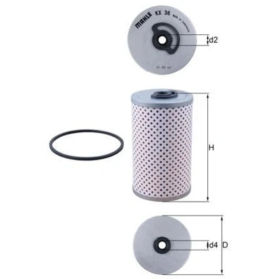 Billede af MAHLE ORIGINAL KX 36D Brændstoffilter Filterindsats VOLVO: F 80, MAN: M 90