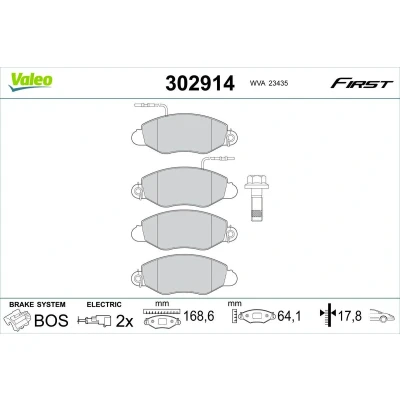 Billede af VALEO 302914 Bremseklodser foraksel Inkl. slidadvarselskontakt med skruer, anti knirke plade NISSAN: Cabstar E Ladvogn / Chassis