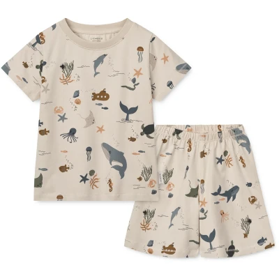 Billede af Liewood Ilford Printed Unisex SET Pyjamas til børn, Størrelse: 122, Sandy