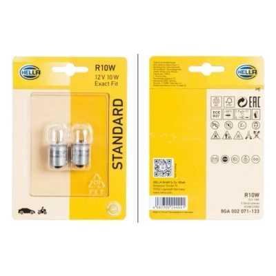 Billede af HELLA 8GA 002 071 133 Glødepære 12 10 R10W Halogen foran og bagved VOLKSWAGEN: up! Hatchback, Golf 4, Transporter 5 Bus, PEUGEOT: 208 I Hatchback