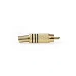 Billede af RCA stik Lige Han Guldplateret Lodde Kabeldiameter: 7.0 mm Metal Guld / Sort 10 stk. Plastikpose