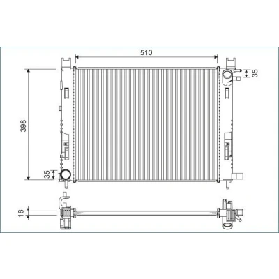 Billede af VALEO 701120 Radiator Aluminium 398 510 16 uden kølemiddelregulering Loddet køleripper RENAULT: Clio 4, DACIA: Dokker Express