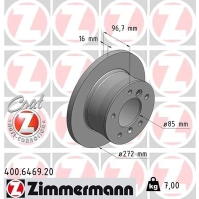 Billede af ZIMMERMANN COAT Z 400.6469.20 Bremseskiver 272 16 7/5 5 130 fuldstændigt coatet højkarboniseret MERCEDES BENZ: Sprinter 3 T Bus