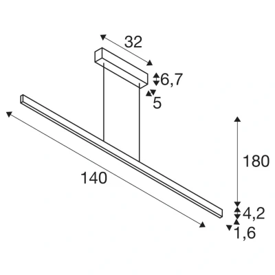 Billede af SLV One Lineær LED pendel, 140 cm, messing