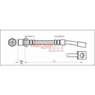 Billede af METZGER 4114679 Bremseslange 325 OPEL: Corsa B Hatchback