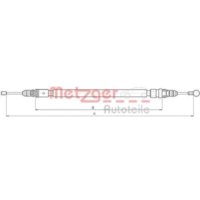Billede af METZGER 10.6235 Håndbremsekabel bagved til venstre, højre 829/666 COFLE CITROËN: C4 II Hatchback, PEUGEOT: 3008 I