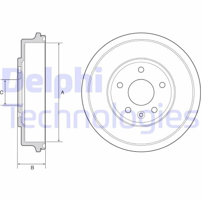 Billede af DELPHI BF556 Bremsetromler uden ABS sensorring, hjullejer, leje 274 CHEVROLET: Aveo Hatchback