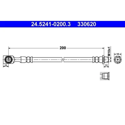 Billede af ATE 24.5241 0200.3 Bremseslange 200 M10x1 OPEL: Astra G CC, Zafira A