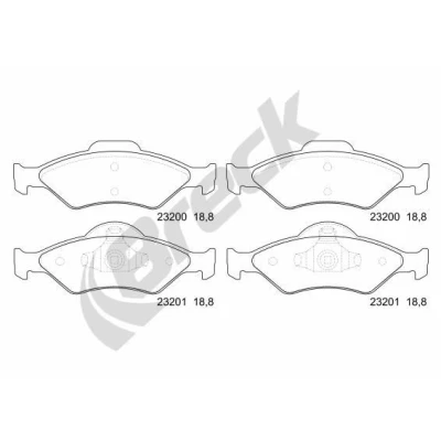 Billede af BRECK 23200 00 702 Bremseklodser Ikke forberedt til slidindikator FORD: KA Hatchback, FIESTA 4, Escort 6